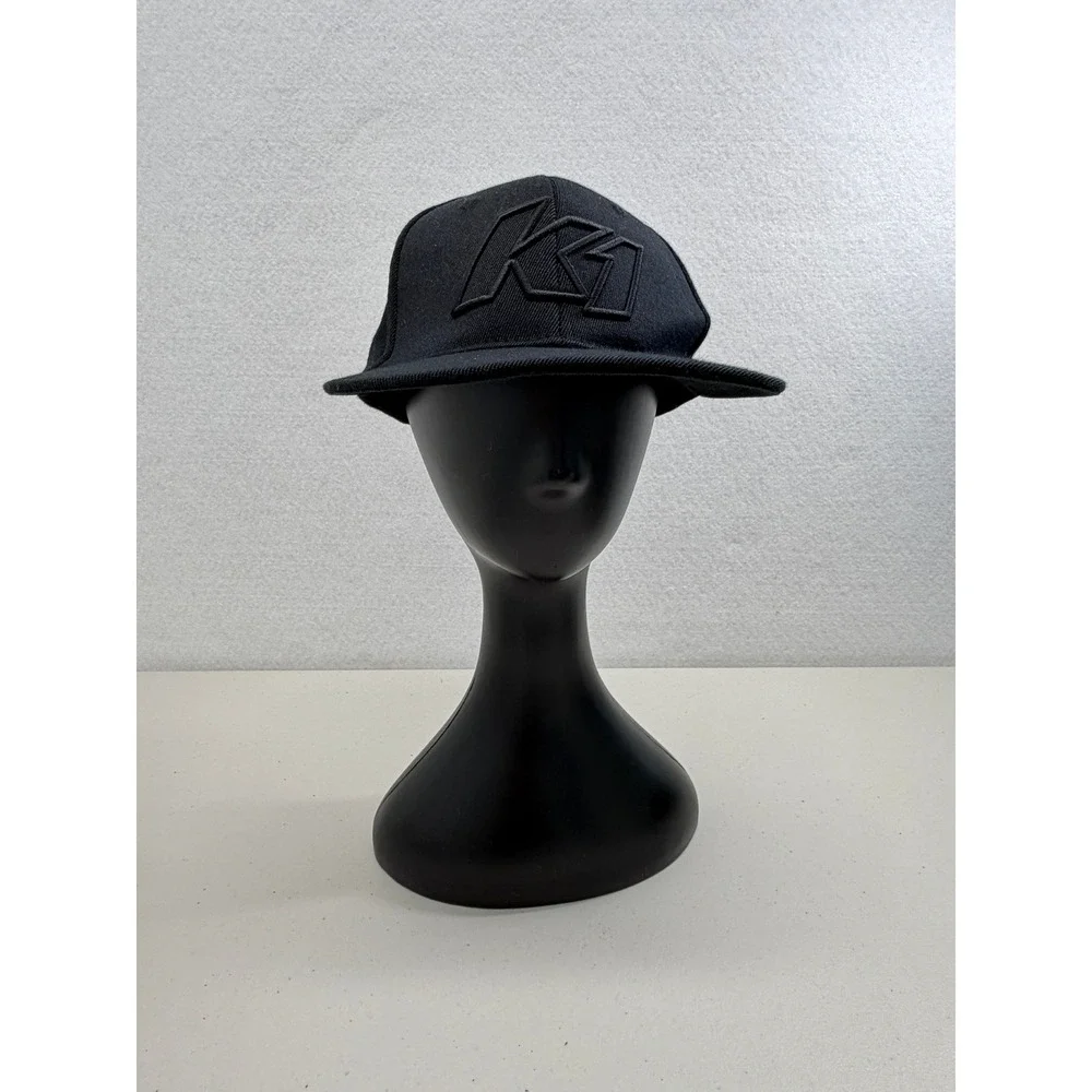 K1 Speed Racing Cap Black Embroidered Flat Brim Hat 6 7/8 - 7 1/4